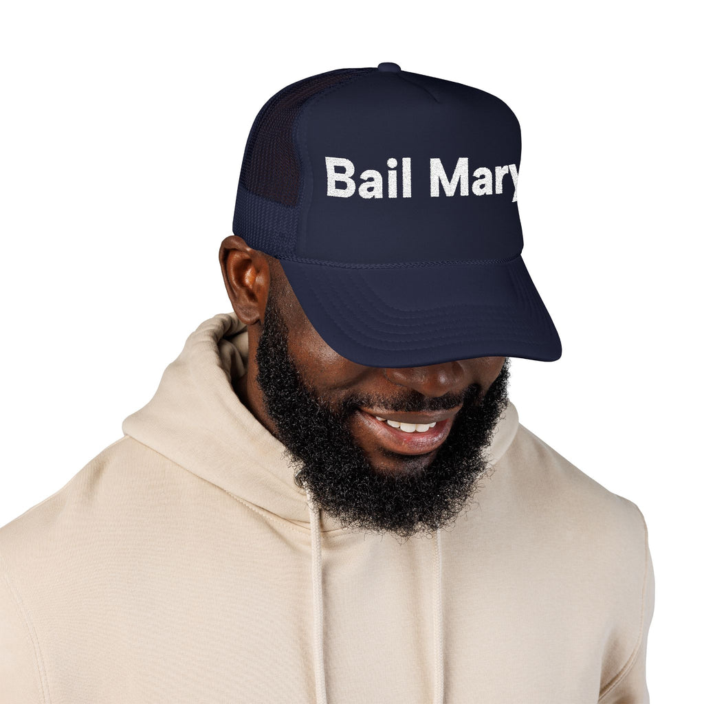Bail Mary Trucker Hat - Clock Zero Game Day Snapback - Funny Football Fan Foam Cap